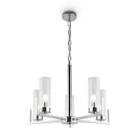 Люстра подвесная Adeline FR5214PL-05CH Freya прозрачная на 5 ламп, основание хром в стиле современный Люстра подвесная Adeline FR5214PL-05CH Freya прозрачная на 5 ламп, основание хром в стиле современный